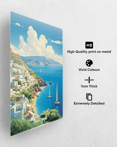 Santorini Cliffside [BREATHE] Metal-Poster