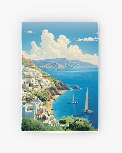Santorini Cliffside [BREATHE] Metal-Poster