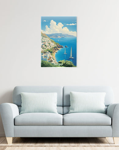 Santorini Cliffside [BREATHE] Metal-Poster