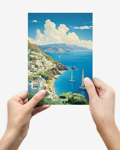 Santorini Cliffside [BREATHE] Metal-Poster