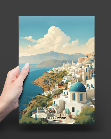 Picturesque Santorini [BREATHE] Metal-Poster
