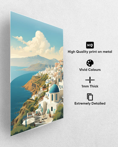 Picturesque Santorini [BREATHE] Metal-Poster