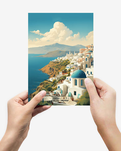 Picturesque Santorini [BREATHE] Metal-Poster