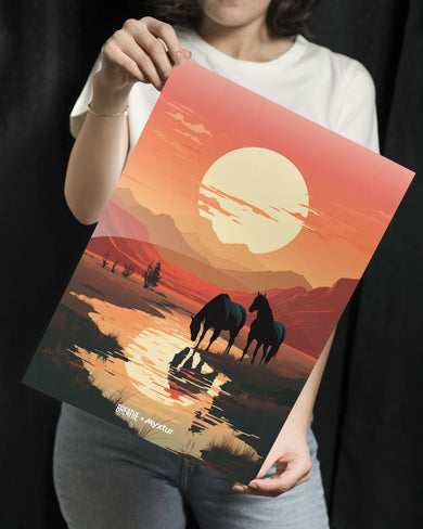 Horses by the Brook [BREATHE] Metal-Poster