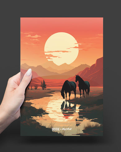 Horses by the Brook [BREATHE] Metal-Poster