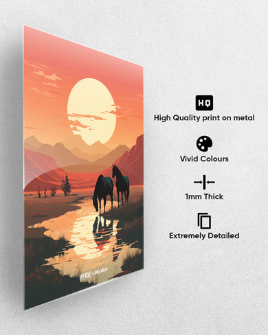 Horses by the Brook [BREATHE] Metal-Poster