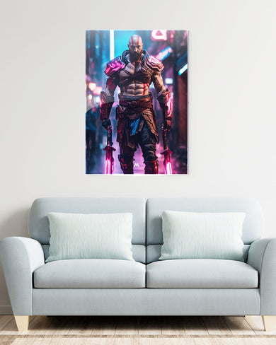 God of War-Neon Kratos Metal-Poster