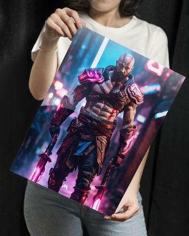 God of War-Neon Kratos Metal-Poster