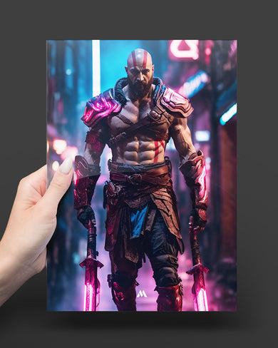 God of War-Neon Kratos Metal-Poster