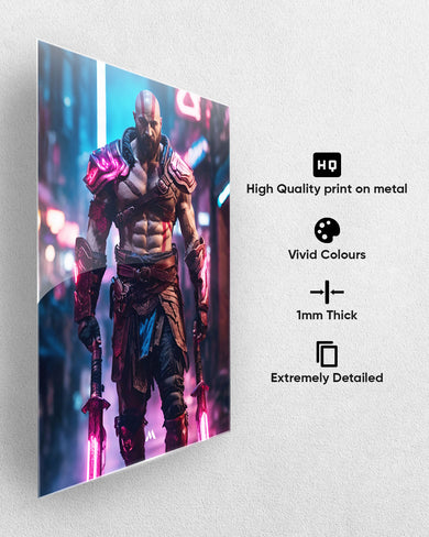 God of War-Neon Kratos Metal-Poster