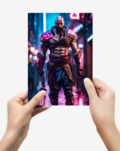 God of War-Neon Kratos Metal-Poster