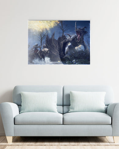 Elden Ring-Confronting Dragon Agheel Metal-Poster