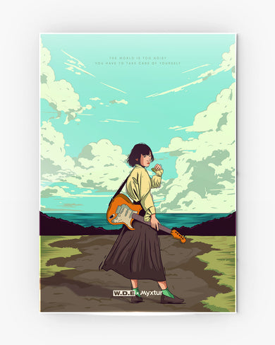 Girl With Guitar [WDE] Metal-Poster