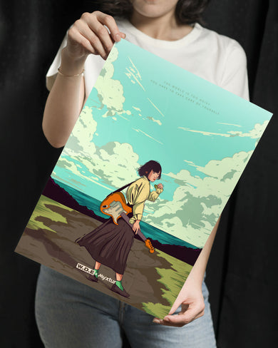 Girl With Guitar [WDE] Metal-Poster