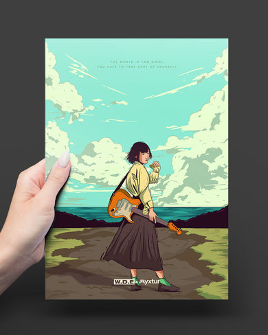 Girl With Guitar [WDE] Metal-Poster