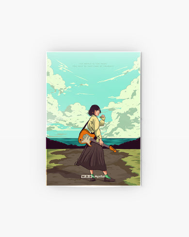 Girl With Guitar [WDE] Metal-Poster