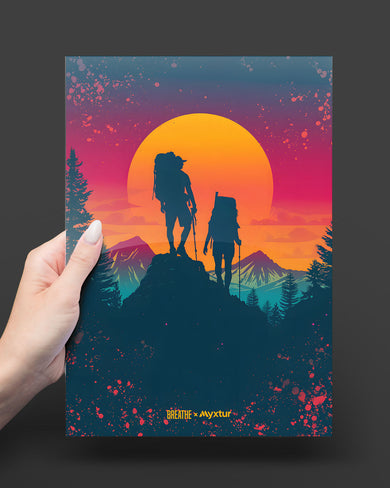 Backpacker Sunset [BREATHE] Metal-Poster