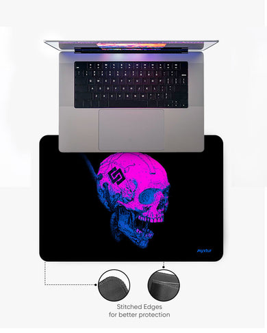 Neon Tech Skull Mouse Pad