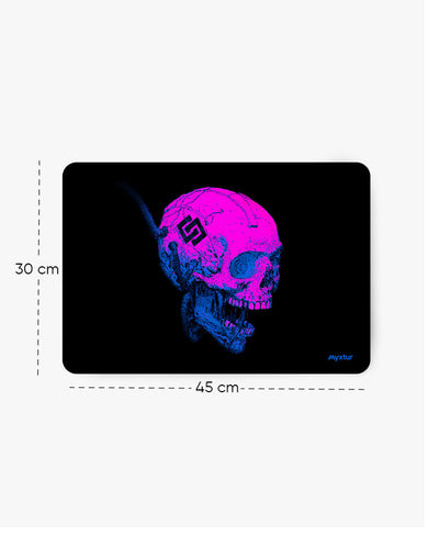 Neon Tech Skull Mouse Pad