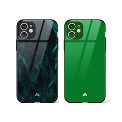 Green and Marble Glass Case Phone Cover Combo (Apple)