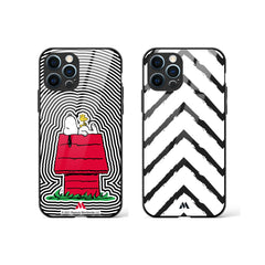 Zig Zags for Snoopy Glass Case Phone Cover Combo (Apple)