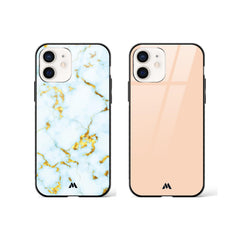 Peach and White Marble Glass Case Phone Cover Combo (Apple)