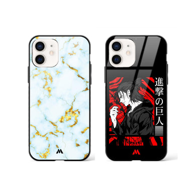 Titan and White Marble Glass Case Phone Cover Combo-(Apple)