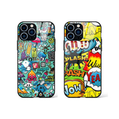 Pop Culture Backgrounds Glass Case Phone Cover Combo (Apple)