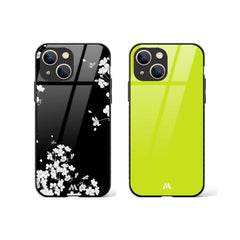 Midnight Flowers and Hard Green Glass Case Phone Cover Combo (Apple)