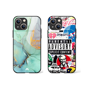 Overloaded Brands and Green Marble Glass Case Phone Cover Combo-(Apple)