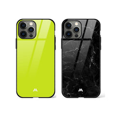 Black Marble and Verdant Green Glass Case Phone Cover Combo (Apple)