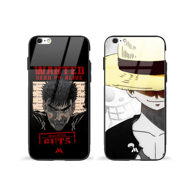 Luffy and Guts Glass Case Phone Cover Combo-(Apple)