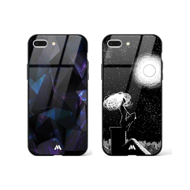 Moonlight Stares at Dark Origami Glass Case Phone Cover Combo-(Apple)
