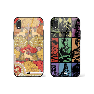 One Piece on Vintage Patterns Glass Case Phone Cover Combo-(Apple)