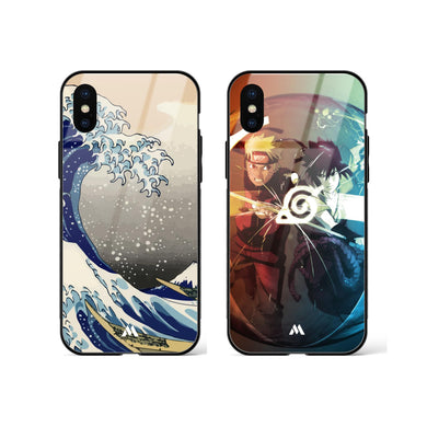 Naruto at the Great Wave Glass Case Phone Cover Combo-(Apple)