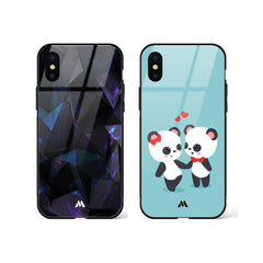 Panda Love for Origami Glass Case Phone Cover Combo (Apple)