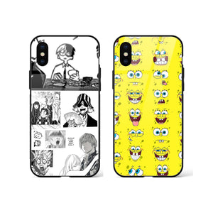 Anime Mixup for Spongebob Glass Case Phone Cover Combo-(Apple)