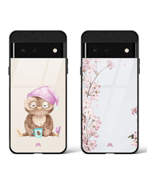 Flowers on Marble Sleepy Owl Glass Case Phone Cover Combo (Google)