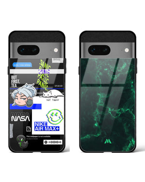 Healing Marble NASA Panic Glass Case Phone Cover Combo (Google)