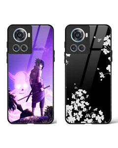 Midnight Dahlias meet Sasuke Glass Case Phone Cover Combo (OnePlus)