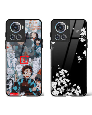 Midnight Dahlias and Tanjiro Slayer Glass Case Phone Cover Combo-(OnePlus)