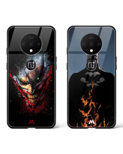 Batman Flames vs. Joker Glass Case Phone Cover Combo (OnePlus)