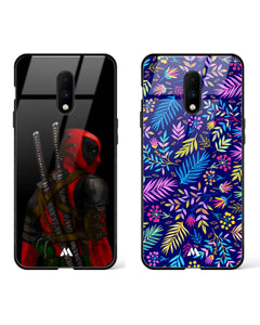Azure Leaves & Deadpool Glass Case Phone Cover Combo (OnePlus)