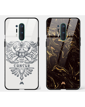 Black Gold Zodiac Glass Case Phone Cover Combo-(OnePlus)