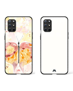 Vanilla Butterfly Glass Case Phone Cover Combo (OnePlus)