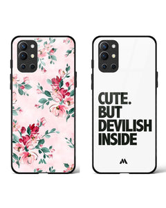 Cute Devilish Bouquets Glass Case Phone Cover Combo (OnePlus)