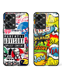 80s Brand Overload Glass Case Phone Cover Combo (OnePlus)