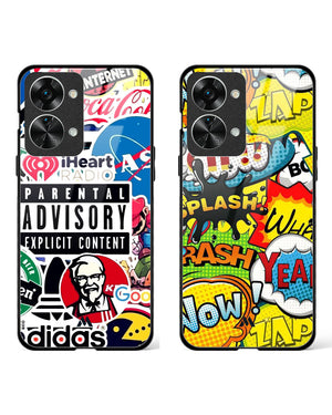 80s Brand Overload Glass Case Phone Cover Combo-(OnePlus)