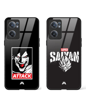 Saiyan Battle ATTACK Glass Case Phone Cover Combo-(OnePlus)