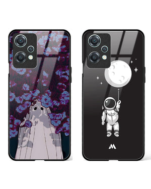 Moon's Halloween Ghost Flowers Glass Case Phone Cover Combo-(OnePlus)